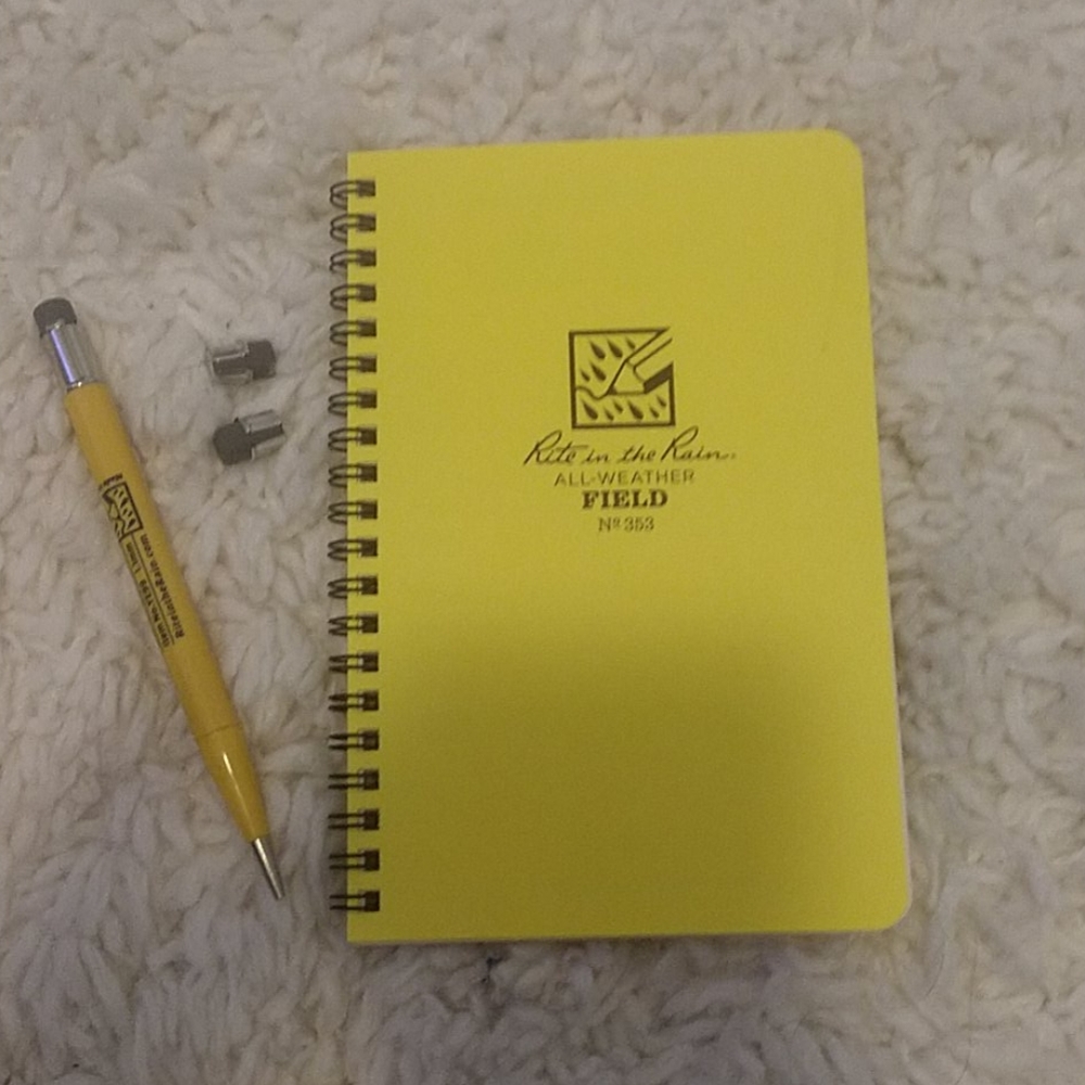 ❤Rite in the Rain waterproof grid journal & pencil